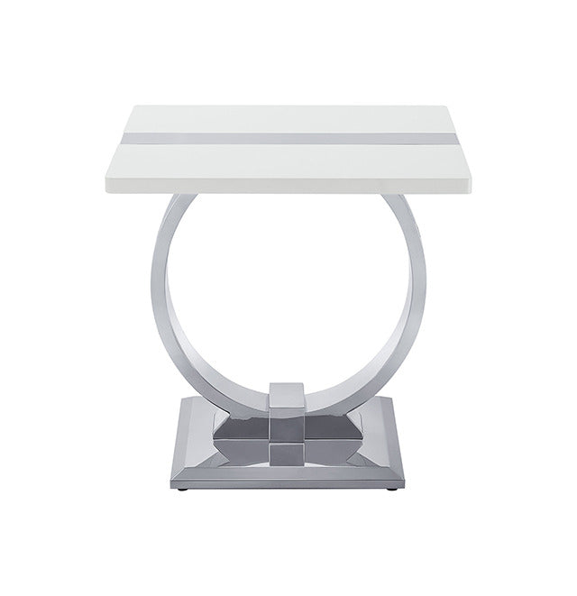 Horve End Table, Silver/White - view 2