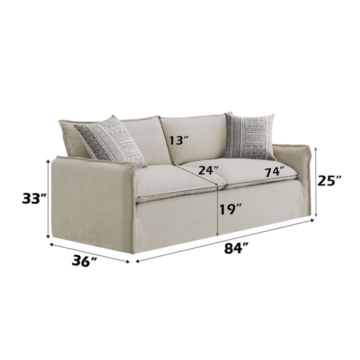 Upendo Sofa W/2 Pillows – dimensions diagram