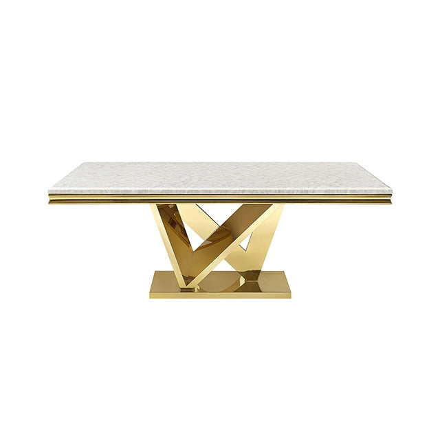 Valdevers Dining Table, Gold/White - view 3