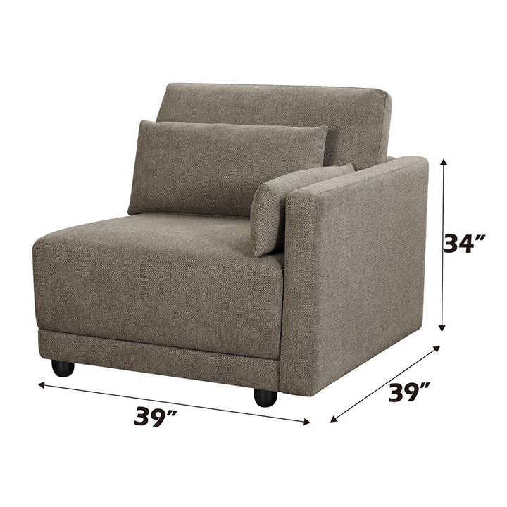 Rylie Modular - Right Facing Chair w/2 Pillows – line drawing