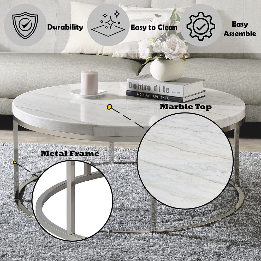 Zaidee Coffee Table with Marble