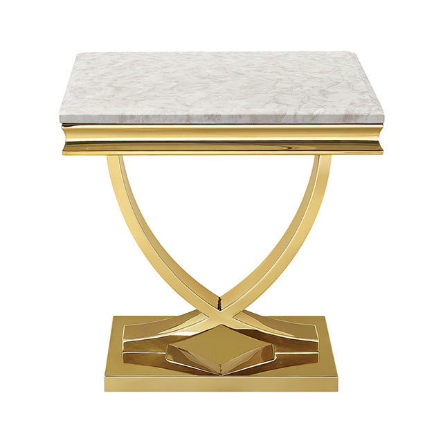 Wettingen End Table, Beige/Gold