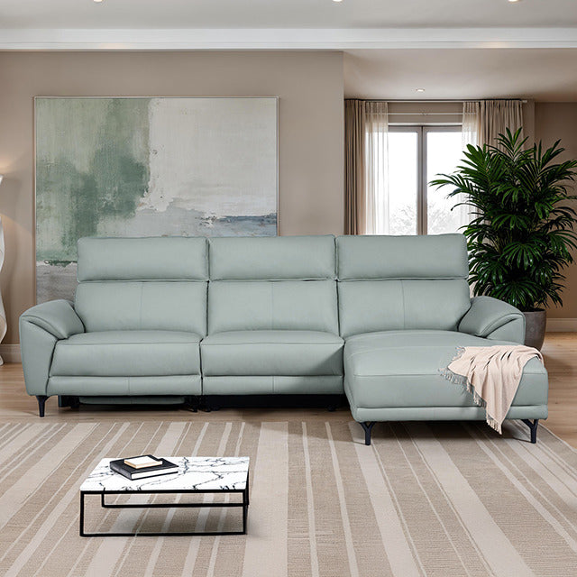 Theola Power Sectional, Right Chaise, Pale Blue