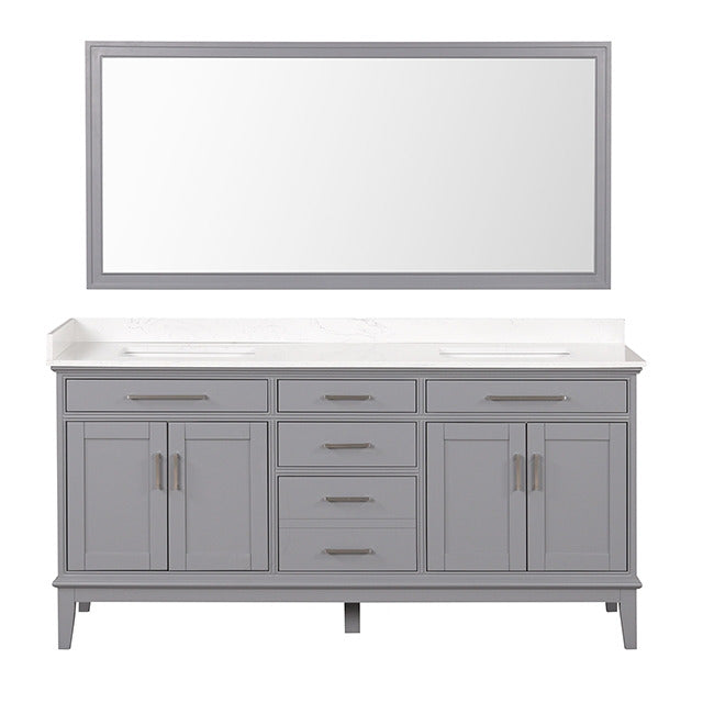 Almeria Vanity Set W/ Mirror, White/Gray - view 8