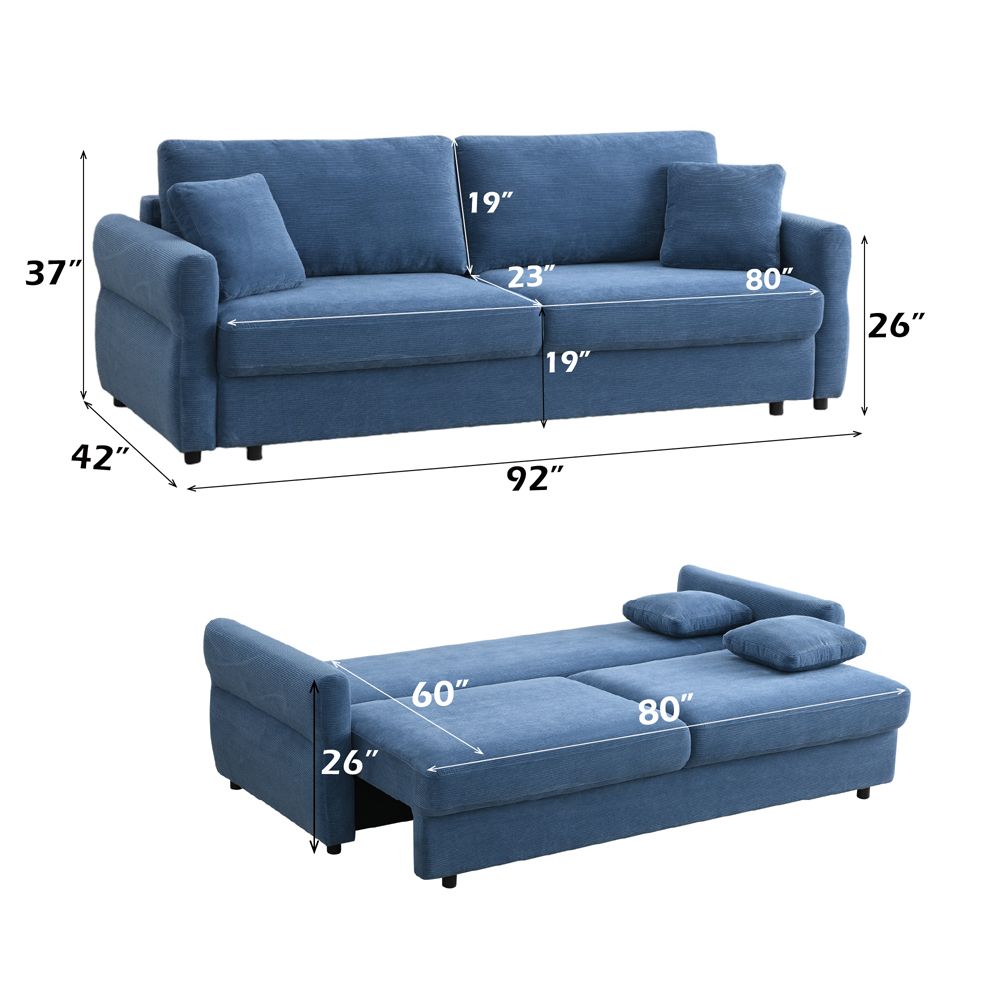 Haran Sofa W/Sleeper – dimensions diagram