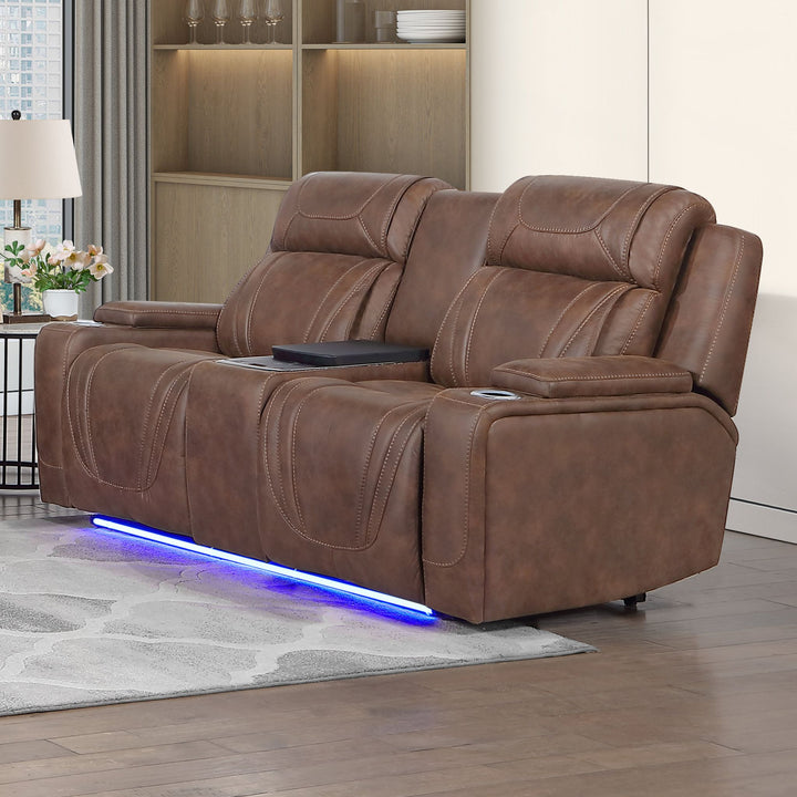 Carrow Loveseat W/pwr Hr, Fr &amp; Cooler, Massage, Stereo-Brown