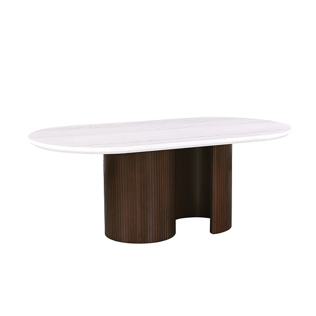 Narvik Oval Dining Table, White/Walnut