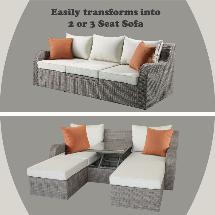 Salena Patio Sofa W/2 Pillows &amp; 2 Ottomans – features callout