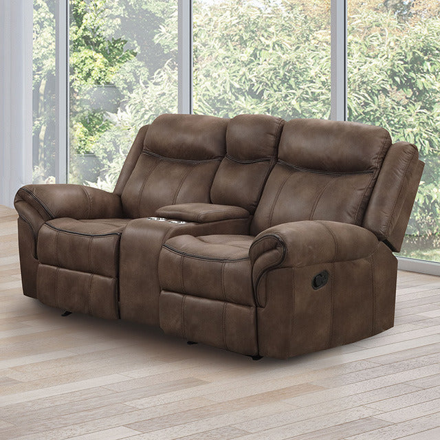 Agata Glider Recliner Loveseat, Brown - view 3