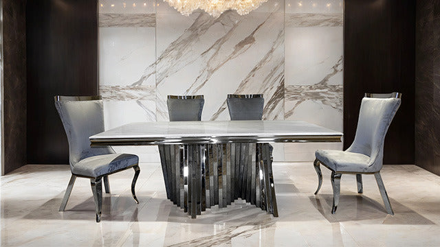 Basilicata 7 Pc Dining Table Set, Chrome - view 3