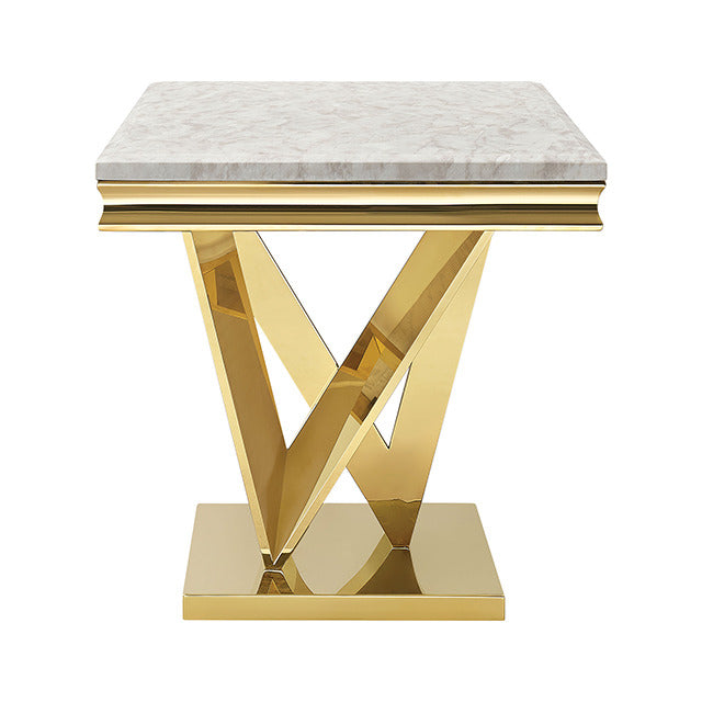 Villarsglane End Table, Beige/Gold
