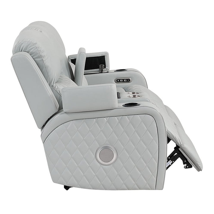 Elonzo Power Motion Loveseat w/Console, LED, Power Headrest &amp; Speaker – view 4
