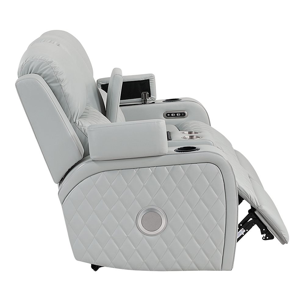 Elonzo Power Motion Loveseat w/Console, LED, Power Headrest & Speaker – view 4