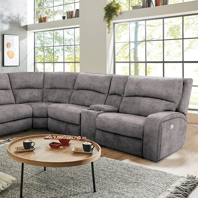Apostolos Power Sectional, Light Gray