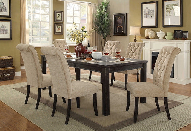 Sania 7 Pc Dining Table Set, Antique Black/Beige - view 2