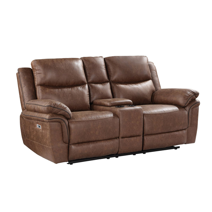 Ryland Console Loveseat W/pwr Fr--Brown