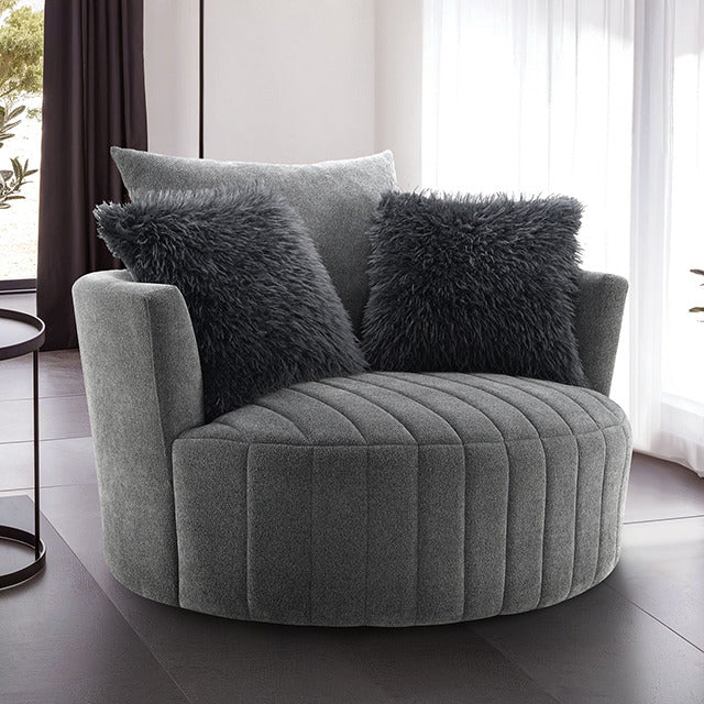 Hoople Channel Tufted Swivel Chair, Dark Gray - view 8