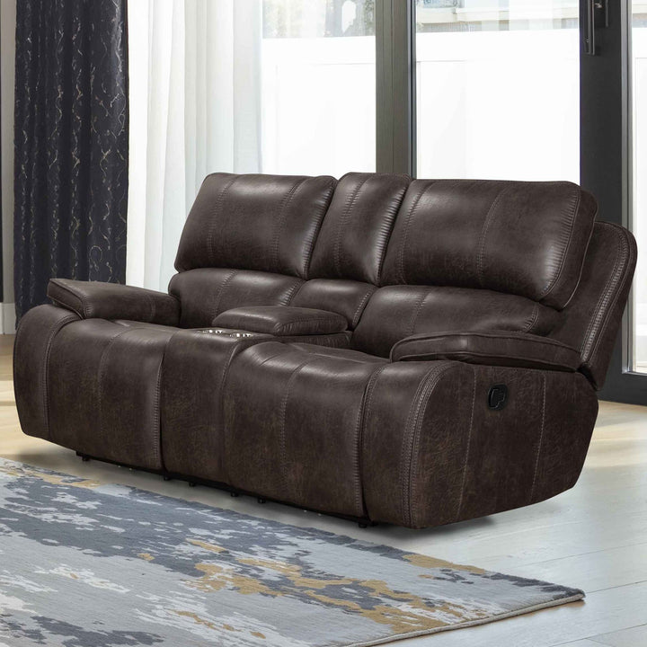 Brookings Console Loveseat W/ Dual Recliners-Charcoal