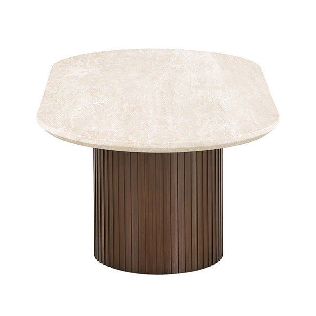 Alvik Coffee Oval Table, Light Beige/Walnut - view 6