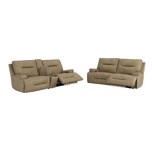 Dallas Oversized Power Sofa + Loveseat, Warm Taupe
