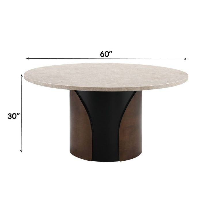Rufina Round Dining Table w/Marble Top – dimensions diagram