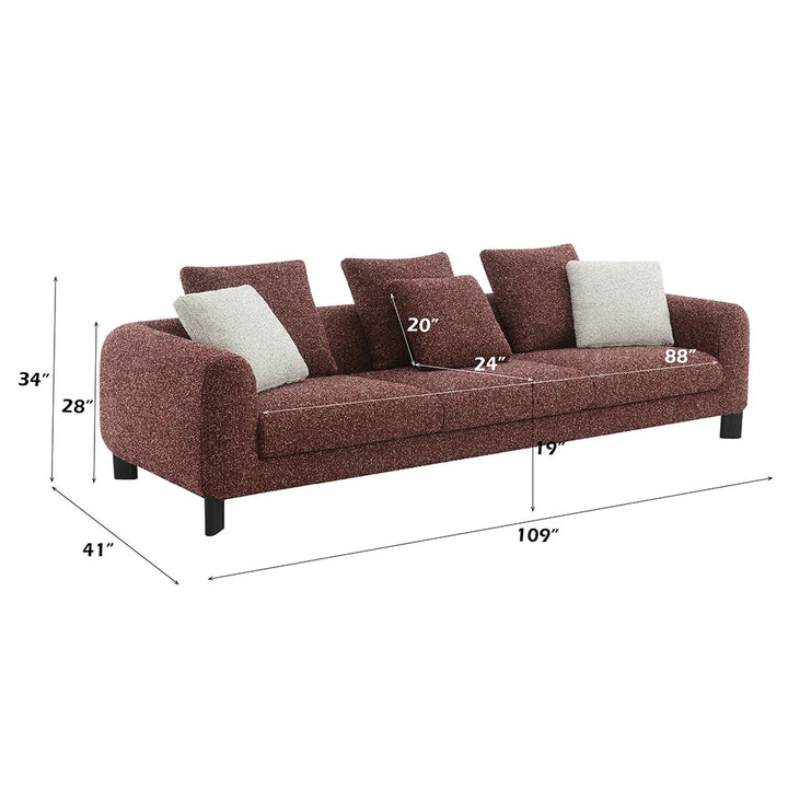 Mardi Sofa w/6 Pillows – dimensions diagram