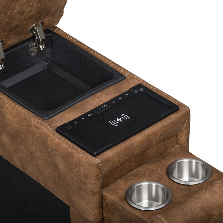 Kyra Storage Console With Speakers-Saddle
