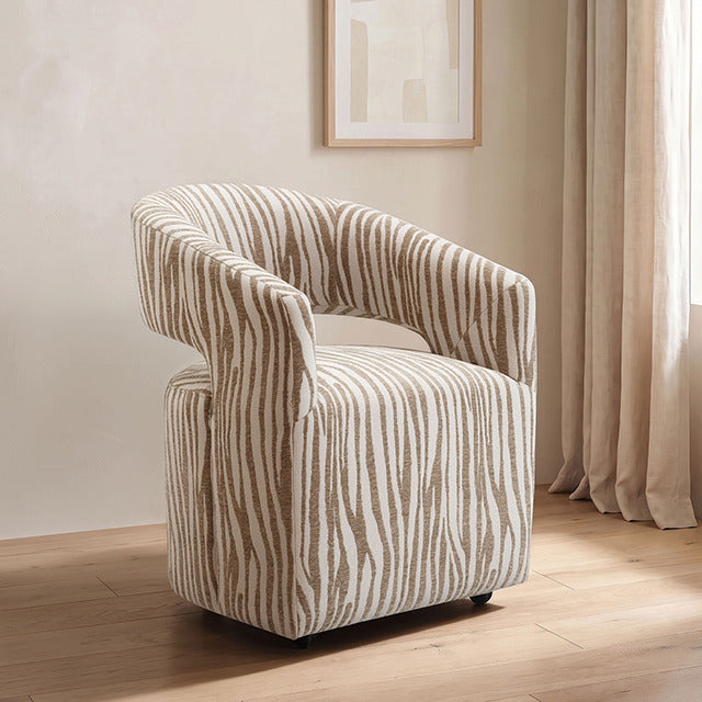Tresa Dining Arm Chair W/ Casters, Meerkat Beige - view 6