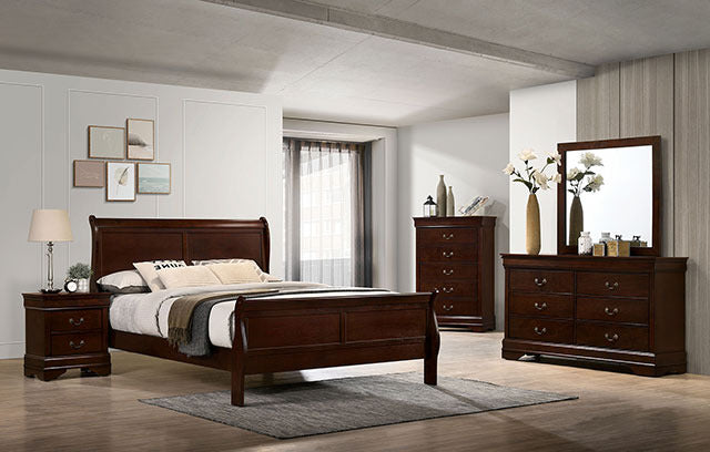 Louis Philippe 4 Pc Queen Bedroom Set, Dark Cherry - view 2