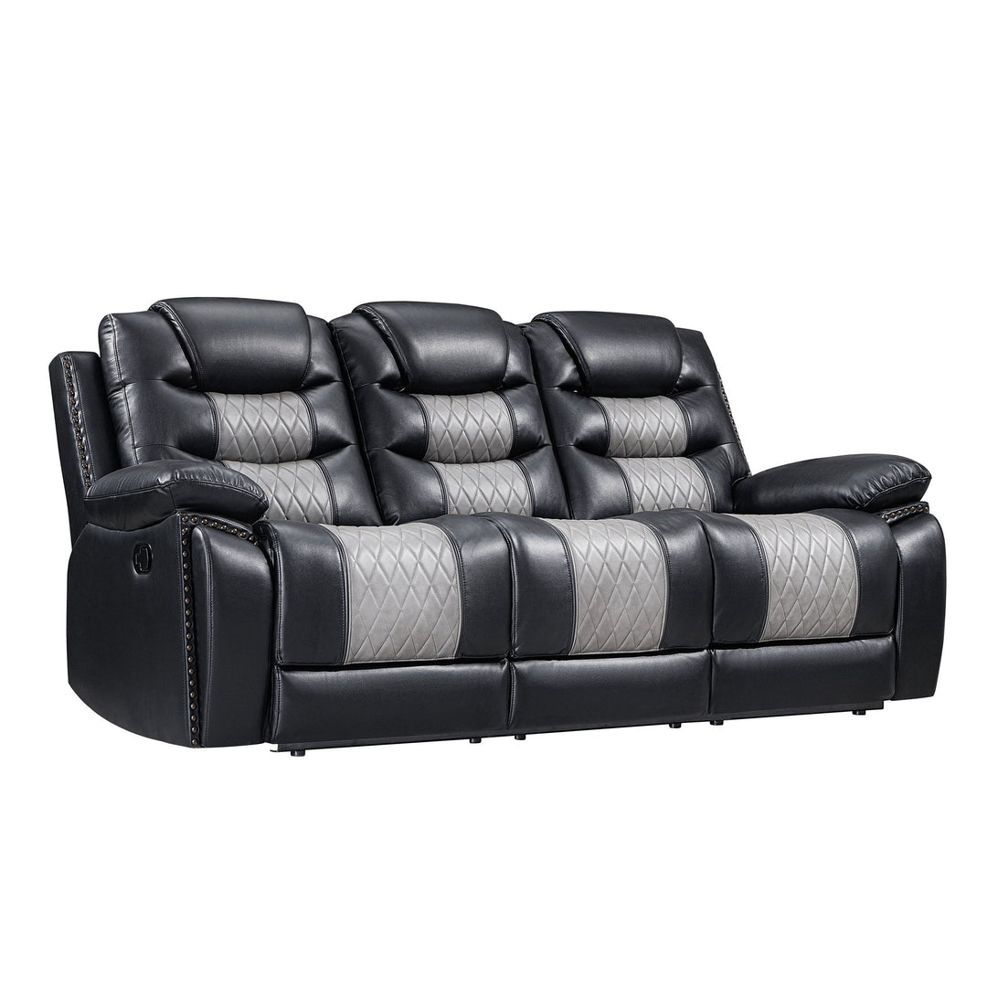 Nikko  Sofa W/dual Recliner-Black/gray