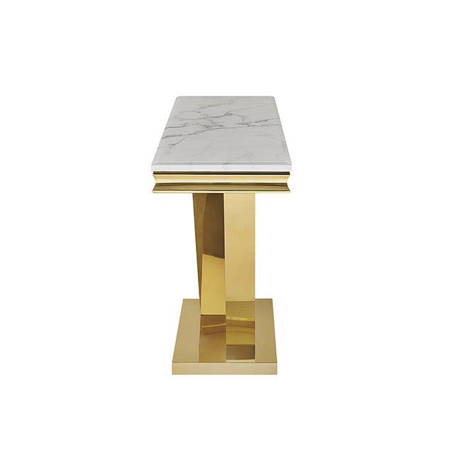 Villarsglane Sofa Table, Gold/White - view 3