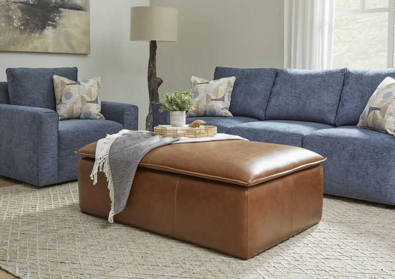 Crawford  Rectangular Storage Ottoman  Chestnut