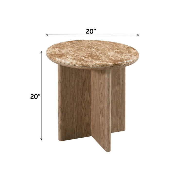 Markku End Table w/Natural Marble – dimensions diagram
