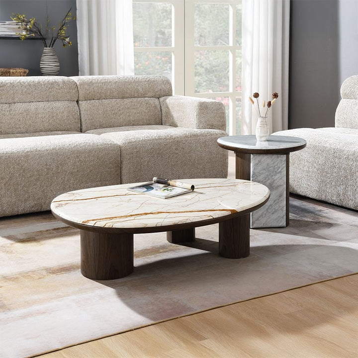 Haidar End Table with Natural Marble