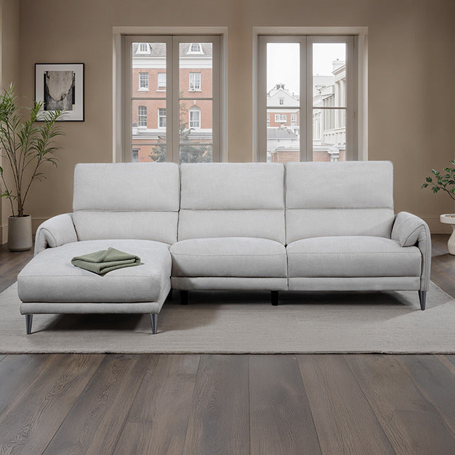Brande Power Sectional, Left Chaise, Light Gray