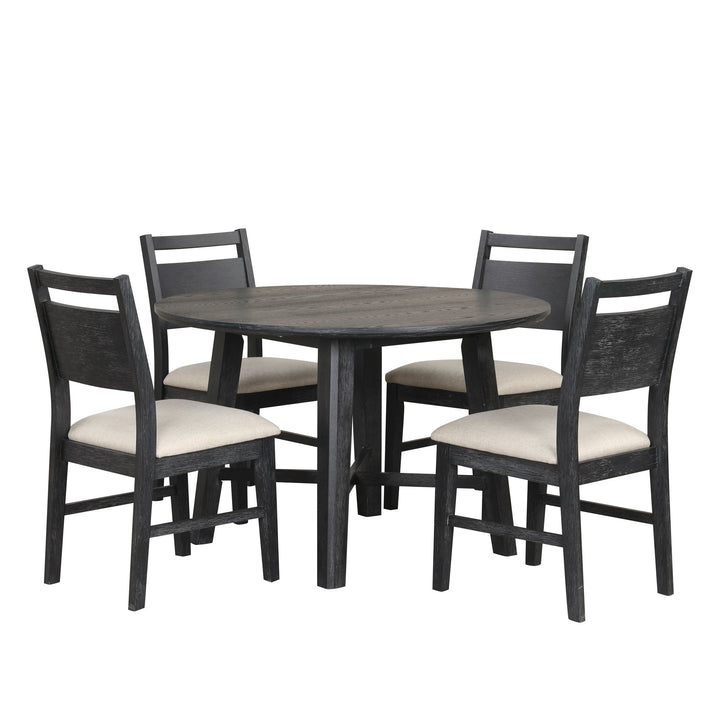 Sable Crest 5 Piece Round Dining Table &amp; 4 Chairs-Black