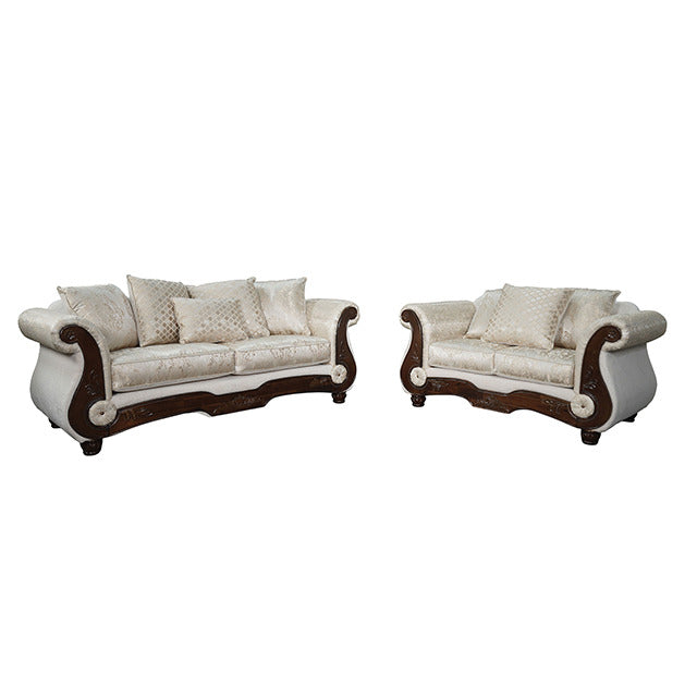 Sodaro Oversized Sofa + Loveseat, Dark Cherry/Ivory