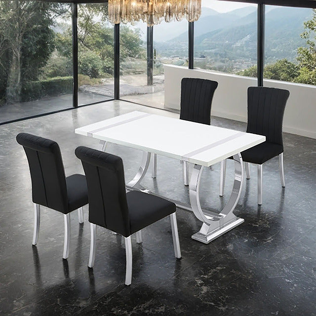 Holstebro 5 Pc 60" Dining Table Set, Silver/Black