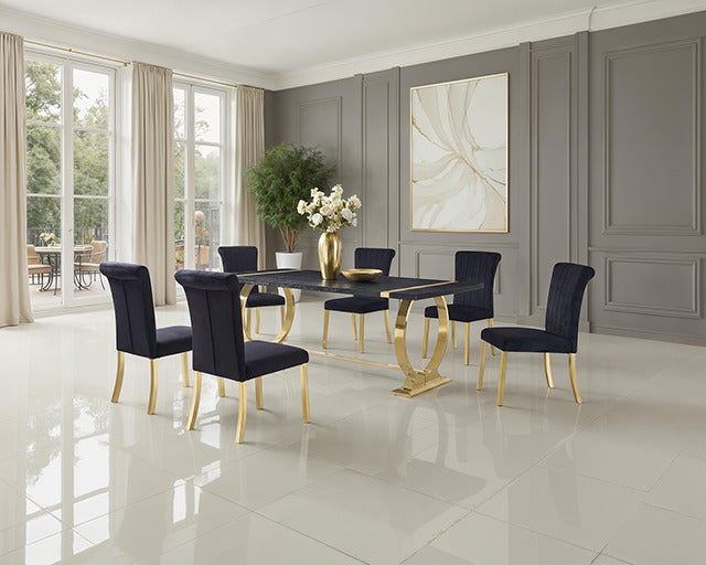 Horley 7 Pc. Dining Table Set, Black/Gold - view 2