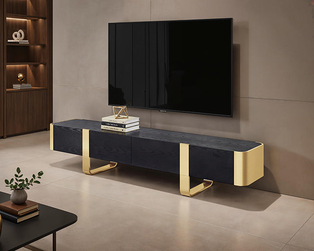 Leknes Tv Stand Black W/ Gold Frame - view 6