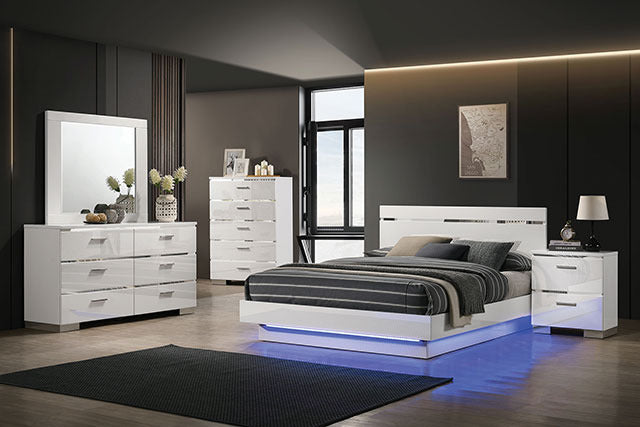Erlach 4 Pc Queen Bedroom Set, White/Chrome - view 2