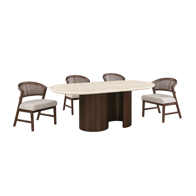 Narvik 5 Pc. Dining Table Set, Light Beige/Walnut - view 2