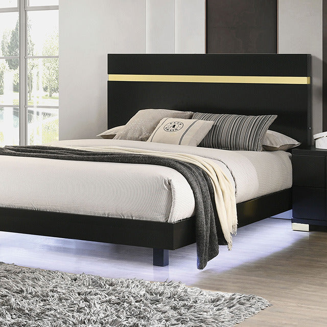 Lillestrom 5 Pc Queen Bedroom Set, Black/Gold