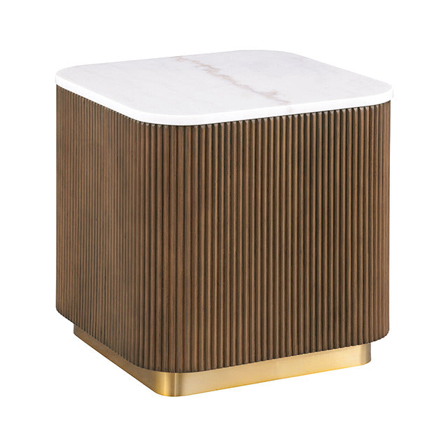 Virden Square End Table, Brown/White/Gold - view 2