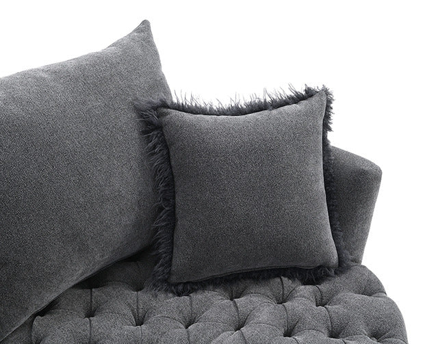 Sofi Button Tufted Swivel Chair, Dark Gray - view 2