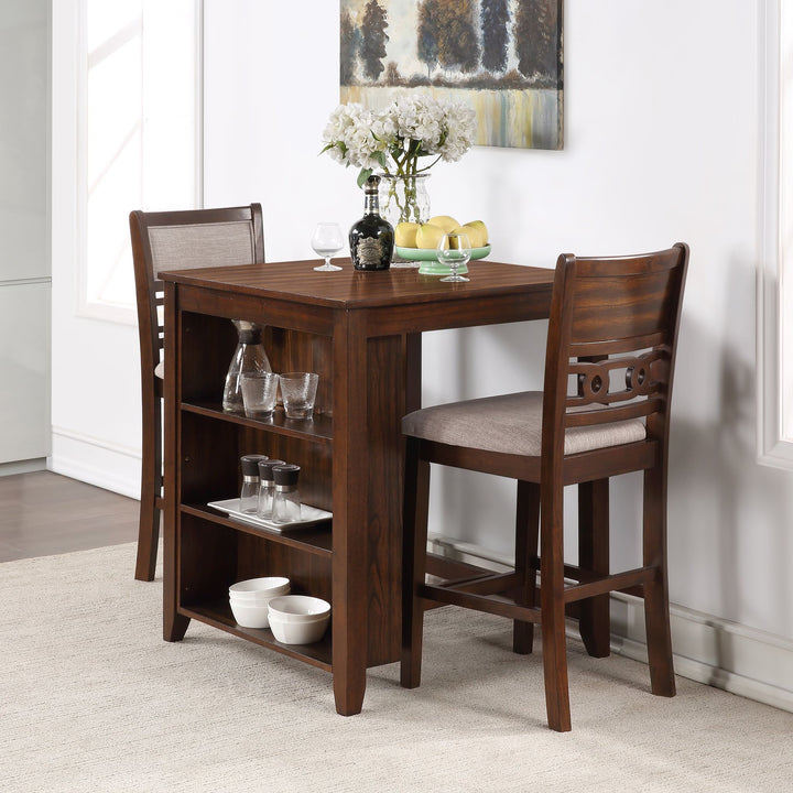Gia 3 Pc 30" Storage Counter Table &amp; 2 Chairs-Cherry