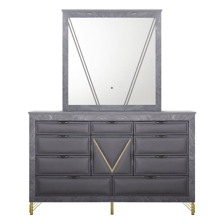 Symmetry Lighted Mirror-Charcoal