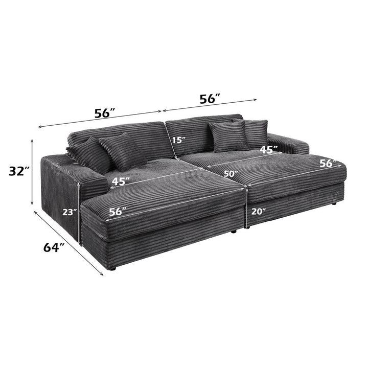 Hilde Chaise w/2 Pillows – dimensions diagram
