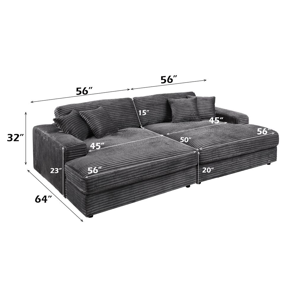 Hilde Chaise w/2 Pillows – dimensions diagram