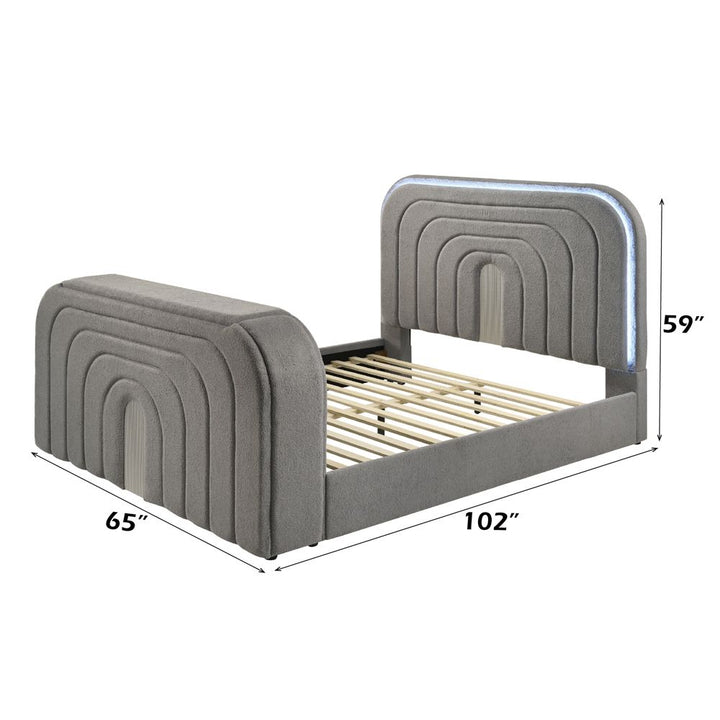 Shelyn Queen Bed with Led, TV Stand, Fireplace &amp; Bluetooth